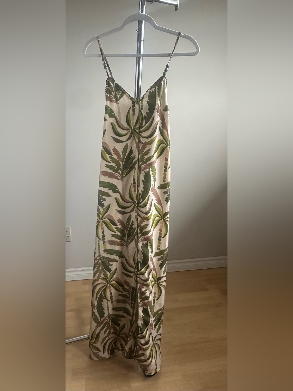 NWT True Destinations Tropical Palm Print V-Neck Maxi Dress S Resort Vacation - Picture 5 of 9